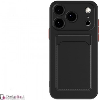 Guminis dėklas su kišenėle - juodas (Apple Iphone 17 Pro Max/18 Pro Max)